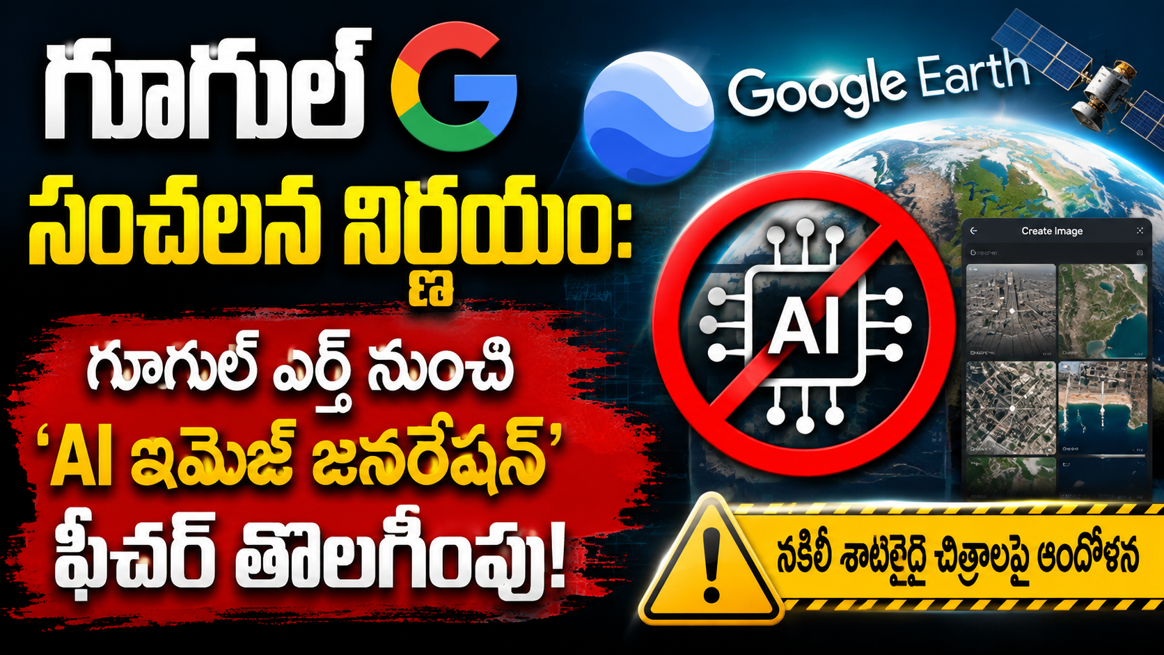 గూగుల్ ఎర్త్లో AI ఇమేజ్ ఫీచర్కు బ్రేక్.. నకిలీ శాటిలైట్ చిత్రాల భయంతో వెనకడుగు