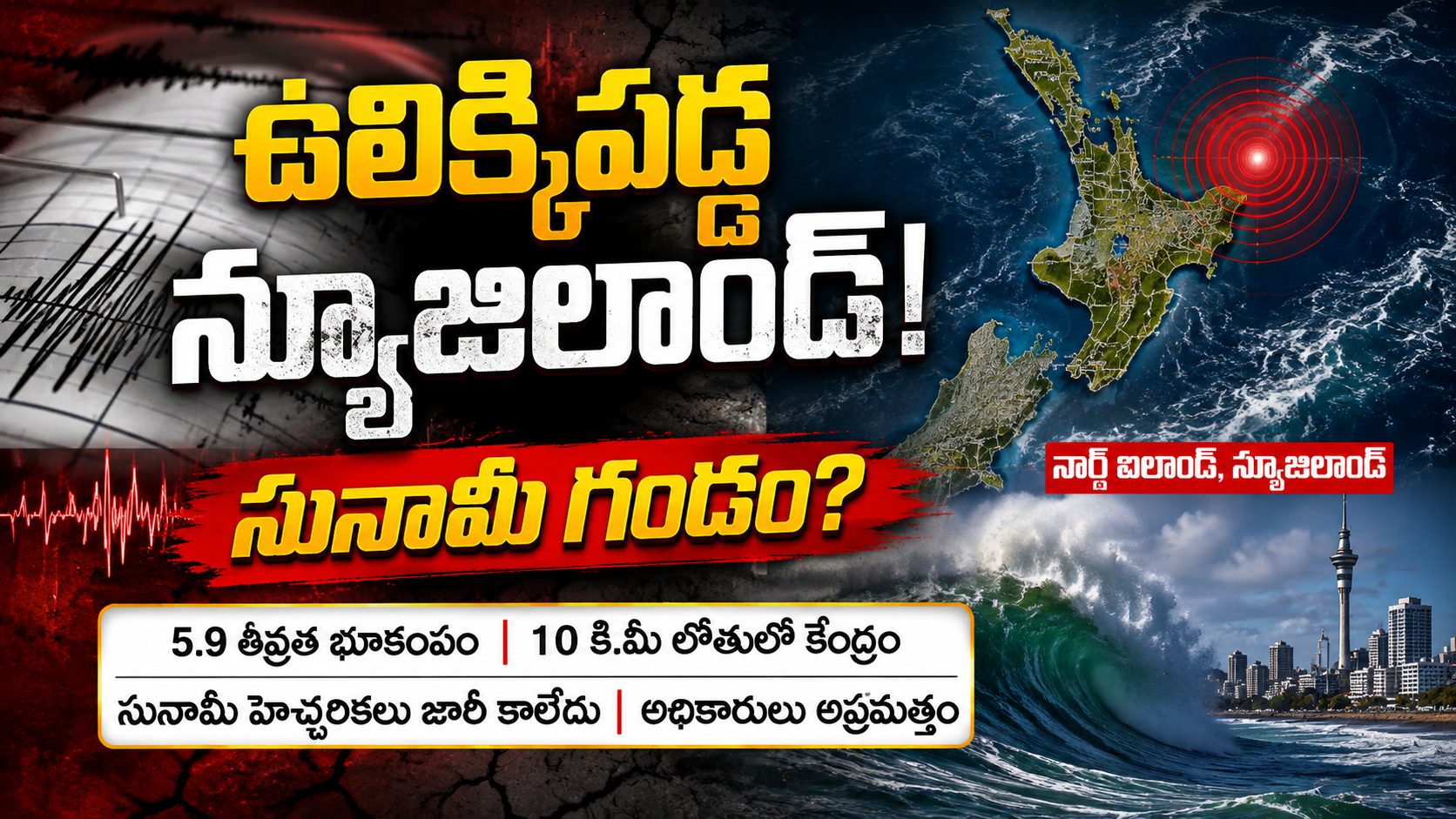ఉలిక్కిపడ్డ న్యూజిలాండ్.. 5.9 తీవ్రత భూకంపం.. సునామీ ముప్పు తప్పినా అప్రమత్తమైన అధికారులు
